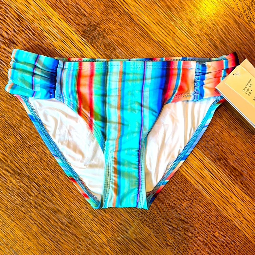 La Blanca Multicolor Stripe Bikini Bottom - Turquoise & Coral